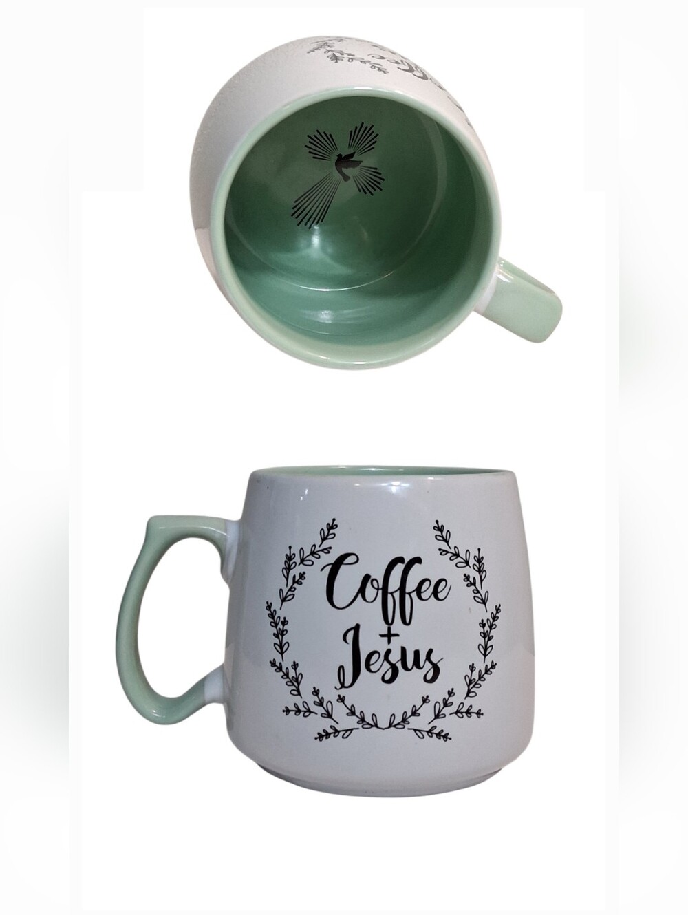 Coffee + Jesus | Mint Green | Ceramic Coffee Mug | Christian Cup